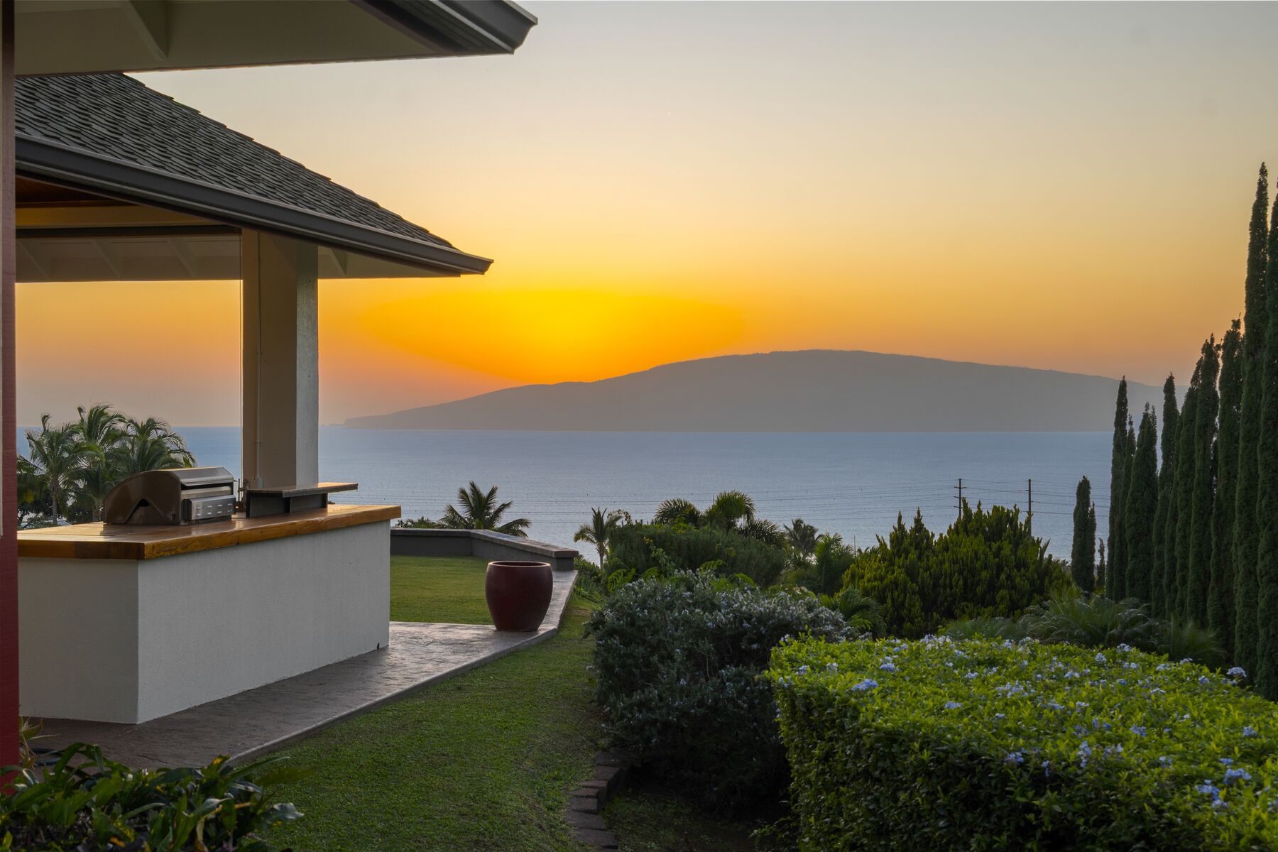 Outdoor kitchen at sunset